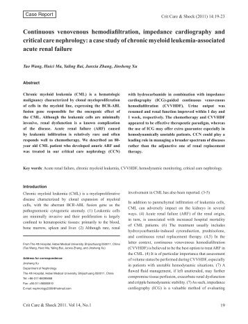 Continuous venovenous hemodiafiltration, impedance cardiography