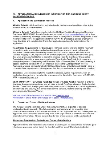 ONR BAA Announcement Number XXX - Grants.gov