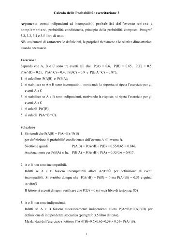 Calcolo delle ProbabilitÃ : esercitazione 2