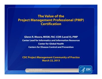 Value of PMP Certification - Centers for Disease Control and ...