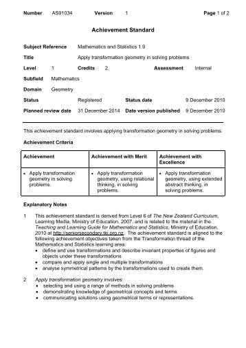 91034 Apply transformation geometry in solving problems - NZQA