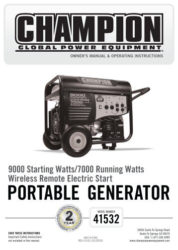 PORTABLE GENERATOR - Champion Power Equipment