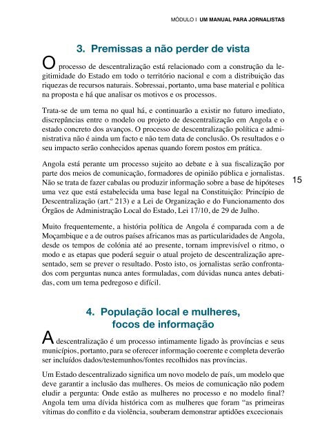 DescentralizaÃ§Ã£o em Angola:um manual para jornalistas - IEPALA