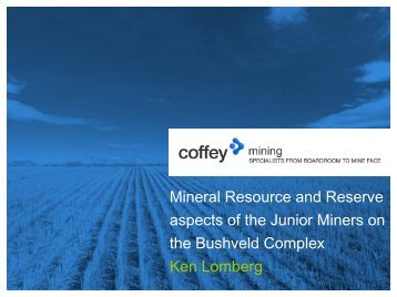 Mineral Resource and Reserve aspects of the Junior ... - SAMCODE