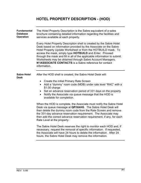 Hotel Property Description Hod Hotel Eservices