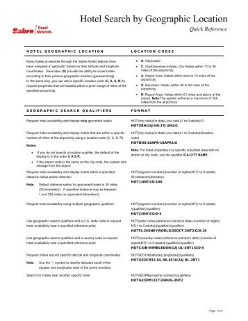 (EN) Hotel Search by Geographic Location - Sabre Holdings