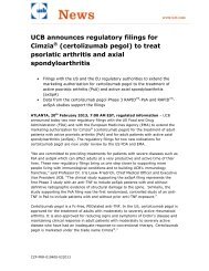 UCB announces regulatory filings for CimziaÂ® (certolizumab pegol ...