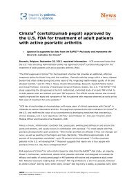 CimziaÂ® (certolizumab pegol) approved by the U.S. FDA for ... - UCB