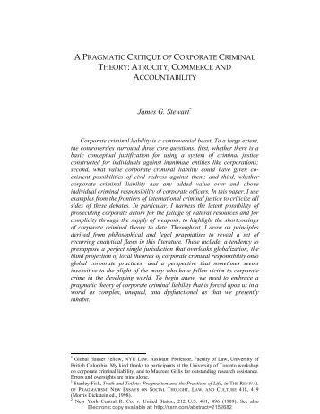 A Pragmatic Critique of Corporate Criminal Theory