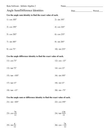 Angle Sum/Difference Identities Wkst ANSWERS File - Moodle