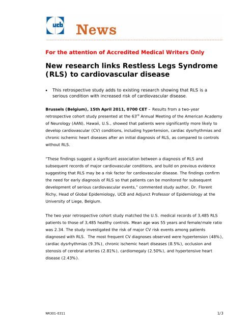 (RLS) to cardiovascular disease - UCB