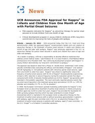 UCB Announces FDA Approval for KeppraÂ® in Infants and Children ...