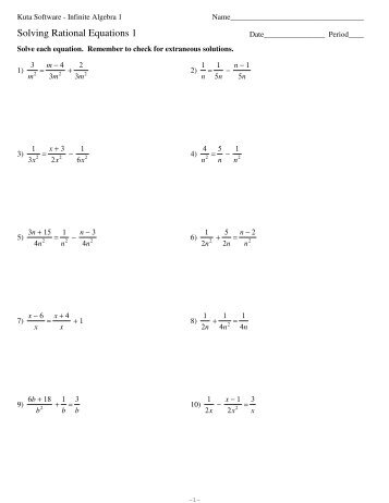 Solving Rational Equations 1 - Eastchester High School