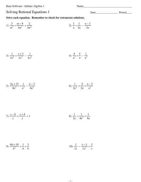 Solving Rational Equations 1 - Eastchester High School