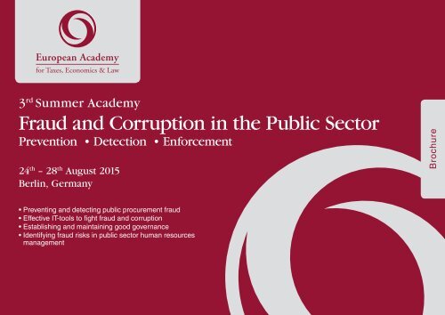 3rd Sumemr Academy Fraud and Corruption in the Public Sector