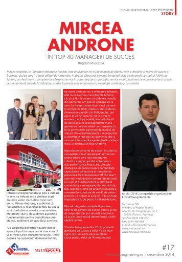 Mircea Androne, în top 40 manageri de succes