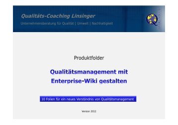 QualitÃ¤tsmanagement dynamisch mit Wiki gestalten