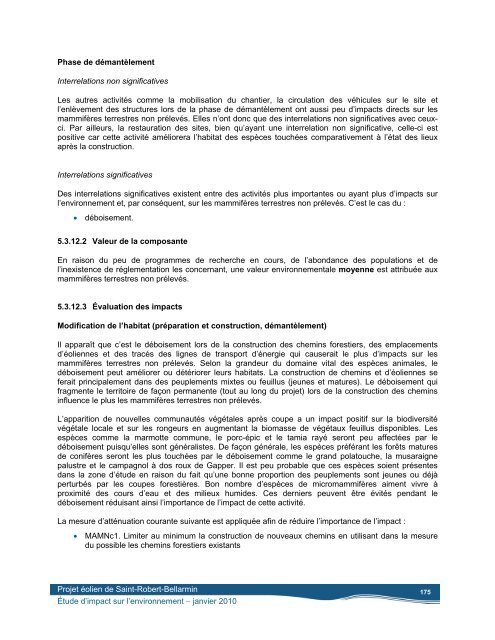 Volume 1 - Étude d'impact, rapport principal, janvier 2010 ... - EDF EN