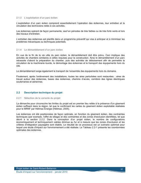 Volume 1 - Étude d'impact, rapport principal, janvier 2010 ... - EDF EN