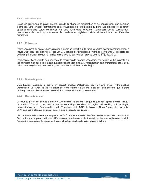 Volume 1 - Étude d'impact, rapport principal, janvier 2010 ... - EDF EN