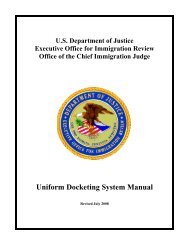 D.O.J. Uniform Docketing System Manual, EOIR Chief ... - PARDS