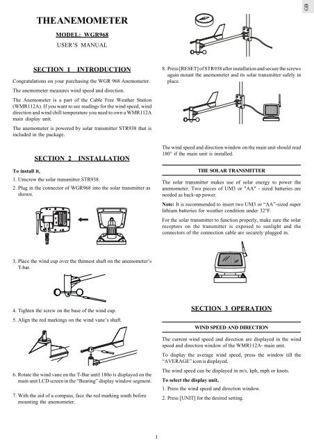 THE ANEMOMETER - Oregon Scientific