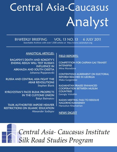 No. 13, July 7 issue - Central Asia-Caucasus Institute and Silk Road ...