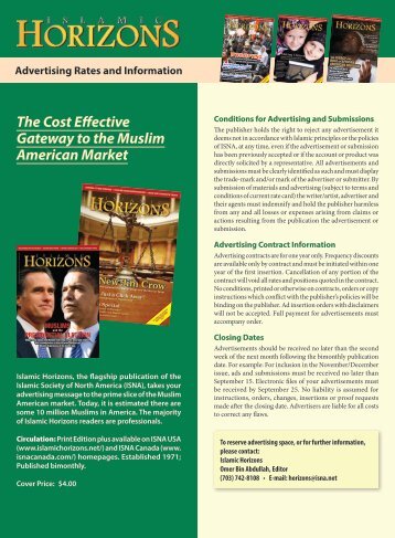 islamic horizons rates and specs - Islamic Society of North America