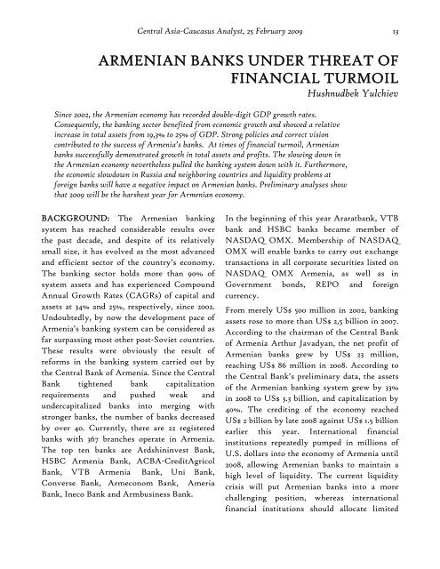 Central Asia-Caucasus - The Central Asia-Caucasus Analyst