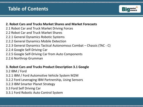 Robot Cars and Trucks: Market Forecasts, Worldwide, 2013-2019