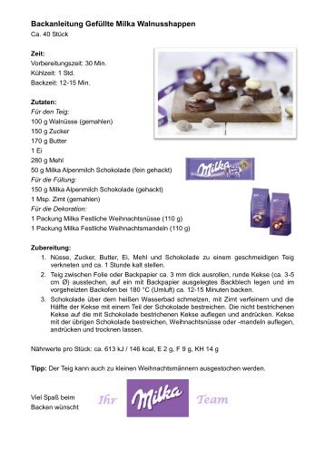 Backanleitung Gefüllte Milka Walnusshappen