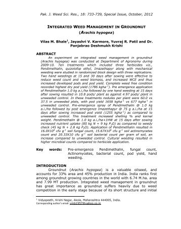 Integrated weed management in groundnut (Arachis ... - Wssp.org.pk