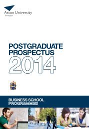 Postgraduate ProsPectus - Aston University