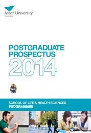 PoStgraduate ProSPectuS - Aston University