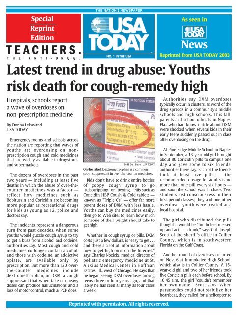 Latest trend in drug abuse: Youths risk death for cough-remedy high