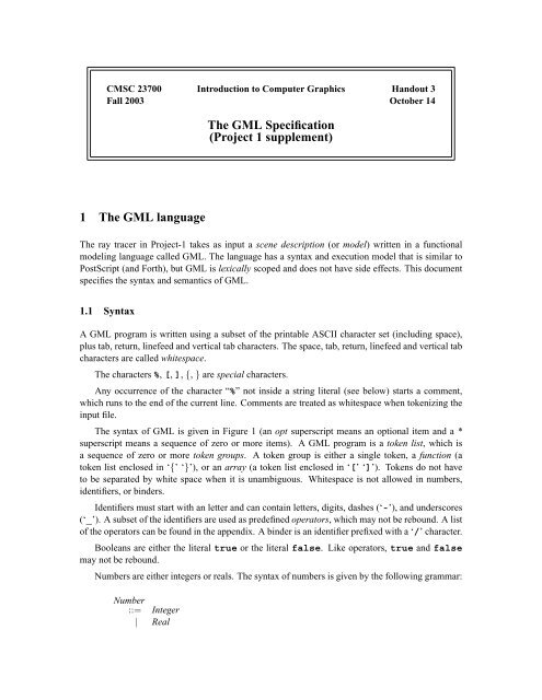 The GML Specification (Project 1 supplement) 1 The GML language