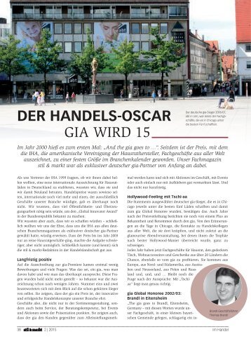 Der Handels-Oscar gia wird 15