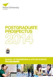 Postgraduate ProsPectus - Aston University