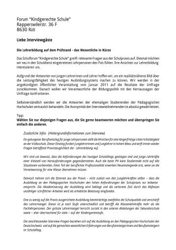 Interview als PDF-DFoku - Kindgerechte Schule