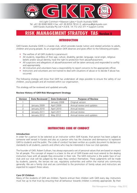 Risk Management_TAS - GKR Karate