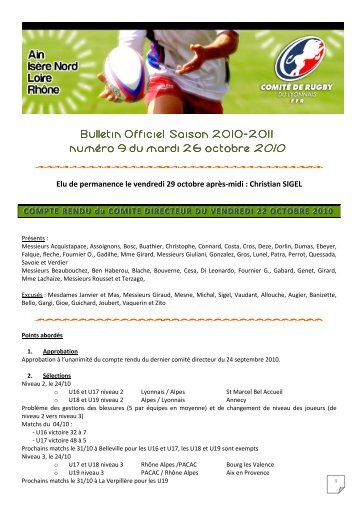 Bulletin Officiel Saison 2010 Bulletin Officiel Saison ... - Arcol Rugby