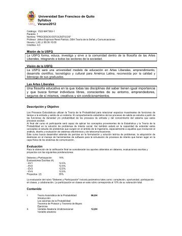 Syllabus Procesos EstocÃ¡sticos Verano2012.pdf - Universidad San ...