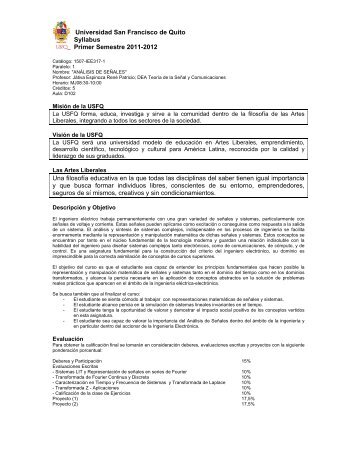 Syllabus AnÃ¡lisis de SeÃ±ales 2011-2012.pdf - Universidad San ...