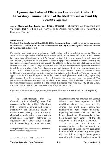 Cyromazine Induced Effects on Larvae and Adults of ... - Iresa