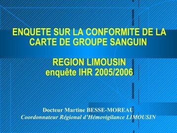 ConformitÃ© des cartes de groupe sanguin - Coordonnateurs ...