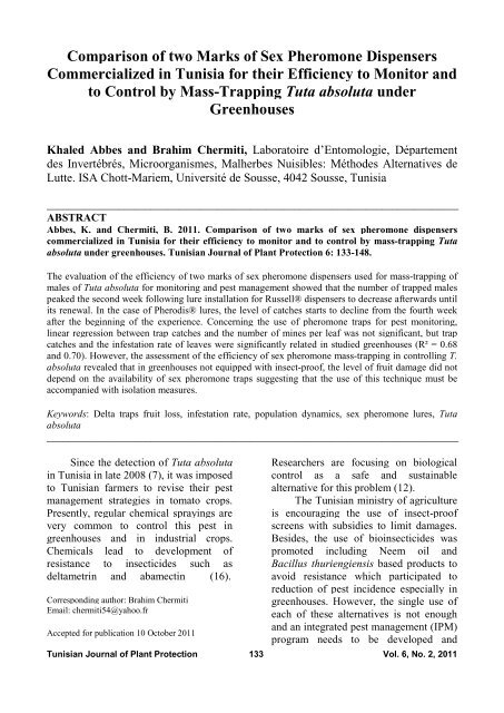 Comparison of two Marks of Sex Pheromone Dispensers ... - Iresa