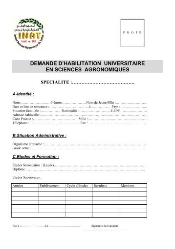 demande d'habilitation universitaire en sciences agronomiques - Iresa