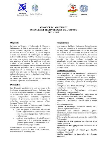 annonce du master ste - FacultÃ© des Sciences Rabat - UniversitÃ© ...