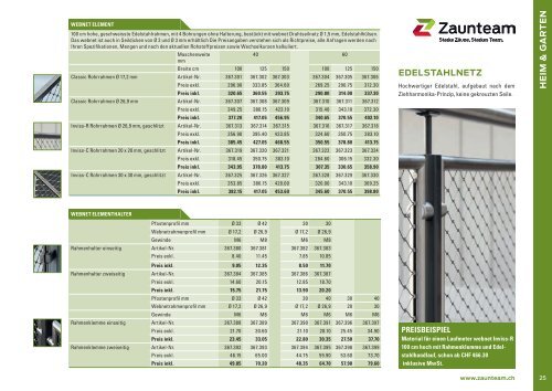 Zaunteam Hauptkatalog Zäune und Tore Schweiz