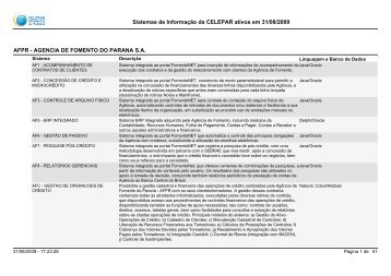 Sistemas de InformaÃ§Ã£o - Celepar - Governo do ParanÃ¡